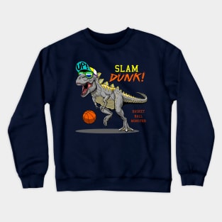 cool t rex dinosaur playing basketball Crewneck Sweatshirt